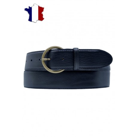 Ceinture en cuir de vachette 40mm boucle dorée vIeilli